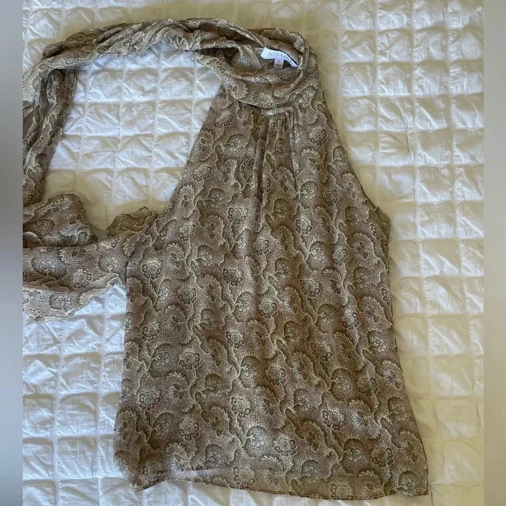 Intermix ines neck scarf silk blouse